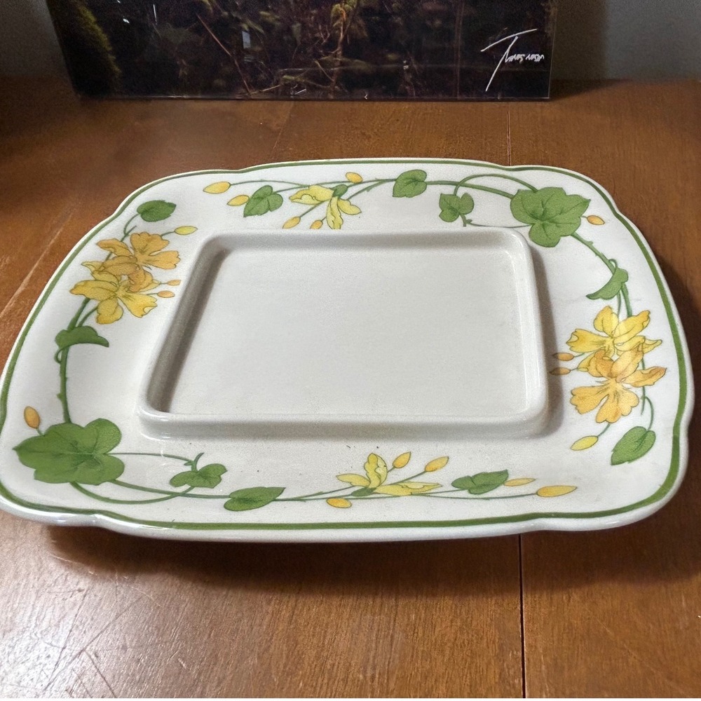 Villeroy & Boch Geranium Butter Dish Base Tray Yellow Floral Porcelain Germany